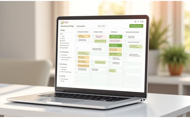 A brightly lit, clean digital calendar showing various wellness events and community gatherings, illustrating interactive event scheduling.